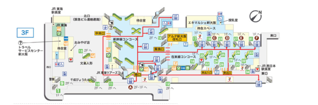 新大阪駅構内図(3階)